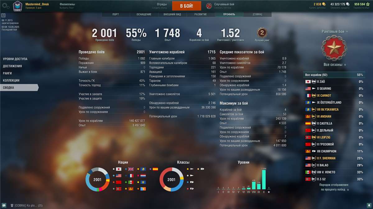 продажа аккаунта к игре World of Warships